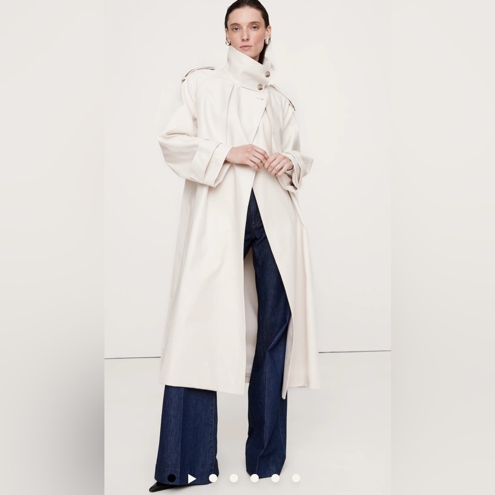 Banana Republic NEW button front belted midi trench coat XXL classic FALL career - Picture 2 of 11